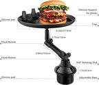 Frienda Car Cup Holder Tray, Eating Table with Phone Slot, 360 Swivel | Universal Fit Vehicle Boats Golf Carts, Adjustable Height Angle, Lap Dining Surface Adults Drivers, Durable Black Finish - Image 3