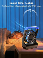 Gazeled Battery Operated Fan, Camping Fan Battery Powered, Super Long Lasting, 5'' Portable D-Cell Battery Powered Desk Fan with Timer, 3 Speeds, Quiet, 180° Rotation, for Office,Bedroom,Outdoor, F24 - Image 6