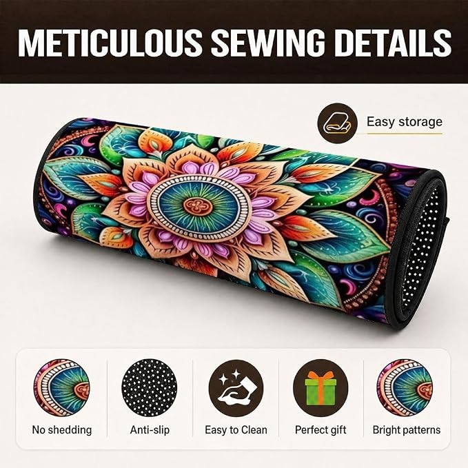 Car Trunk Mat for SUV, 29"x39" Colorful Mandala Cargo Liner Protector | All Weather Universal Cargo Liners for Dogs, Car Accessory for SUVs/Sedan/Wagons, Durable Non-Slip Washable Rear Cargo Mat - Image 3