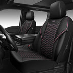 CAR PASS 3D Foam Mesh Leather Car Seat Covers Front Seats,Breathable Mesh Front Seat Covers for Women,Universal Fit for Cars SUV Truck Sedan Van Automotive, Armrest Airbag Compatible,Black and Pink by CARPASS