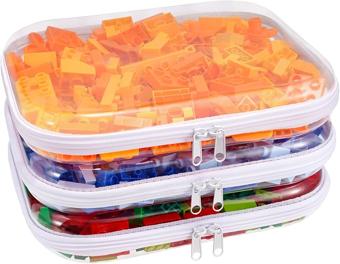Clear Hard Shell Zipper Case,3PCS Transparent Clear Zipper Pouches,Hard Side Plastic Case Set,Portable Travel Storage Organizer Bins by honitty
