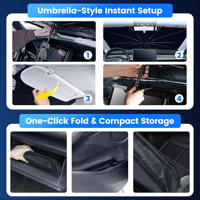 Windshield Sun Shade Umbrella Custom Fit for Volkswagen Tiguan 2018-2025 Foldable UV Protection Car Cover, Emergency Rain Shield & Dashboard Protector - Durable Auto Accessory - Image 8
