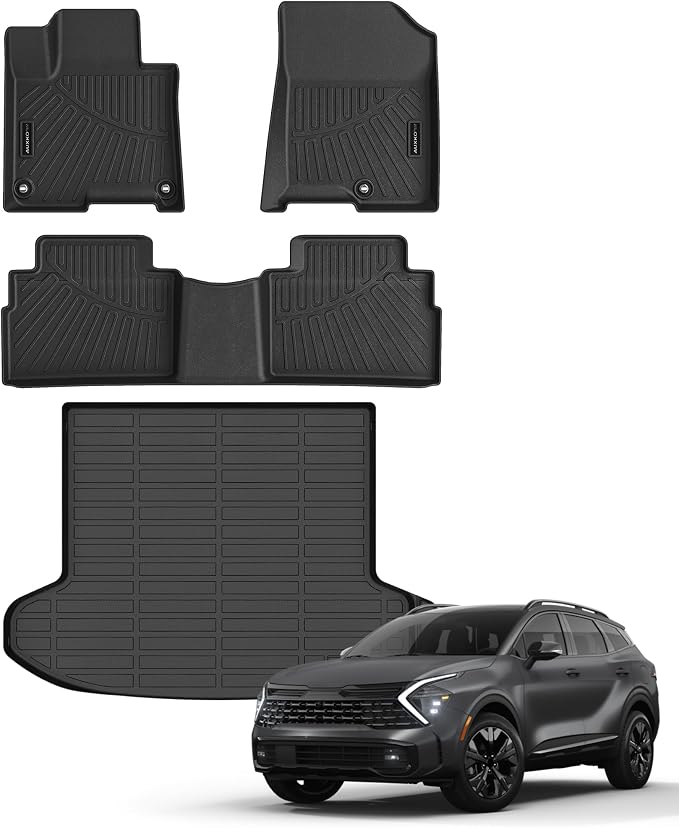 AUXKO All Weather Floor Mats Cargo Mat for Kia Sportage PHEV 2025 2024 2023 | High Wall,All-Weather,All Season,Odorless,Anti Slip,Rain&Salt Resistant,TPE Material,Black,Accessories,Pet Friendly by AUXKO