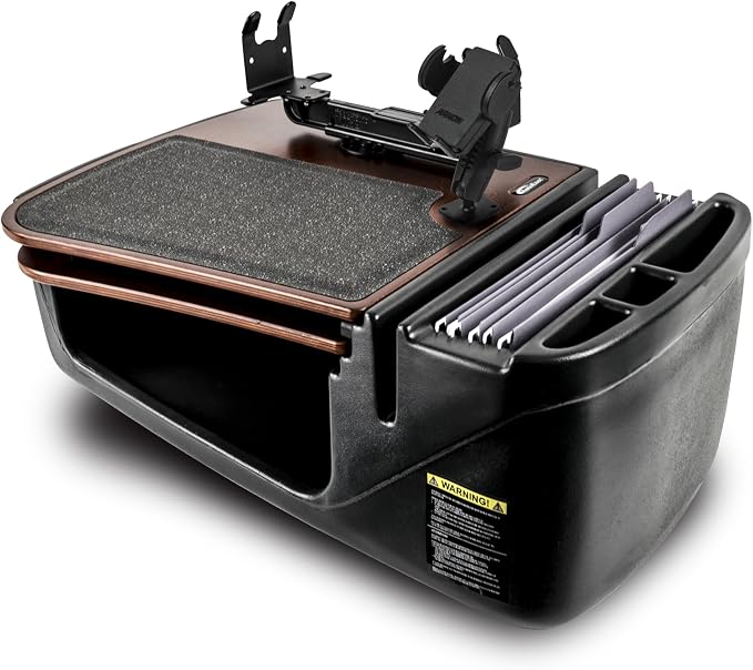 AutoExec AE-GMCD-PM-PS-21M GripMaster Car Desk for Your Vehicle Workstation and Mobile Office, Mahogany with Phone Mount and Printer Stand | Vehicle Workstation, Mobile Office, Phone Mount, Printer Stand by AutoExec