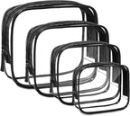 4 Pack Clear Makeup Bags, TSA Approved Toiletry Bag Car Organizer Travel Cosmetic Case Portable Travel Essentials Bags for Toiletries Clear Summer Beach Bag Carry on Airport Airline Compliant Bag by FFpaw