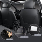 MINGBRON Leather Car Seat Covers 5 Pieces, Full Set Universal Seat Covers for Cars, Waterproof Nappa Leather Auto Seat Protectors, Black Car Seat Cover Most Sedans SUV Pick-up Truck Black&BeigeLine - Image 6