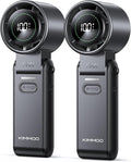 KIMMOO 2 Pack Black Portable Handheld Turbo Fan-100 Speeds, Powerful 20000 RPM, 12Hrs Cooling, USB Rechargeable Mini Hand Held Personal Fan for Travel Makeup Outdoor Indoor by KIMMOO