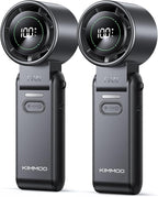 KIMMOO 2 Pack Black Portable Handheld Turbo Fan-100 Speeds, Powerful 20000 RPM, 12Hrs Cooling, USB Rechargeable Mini Hand Held Personal Fan for Travel Makeup Outdoor Indoor by KIMMOO