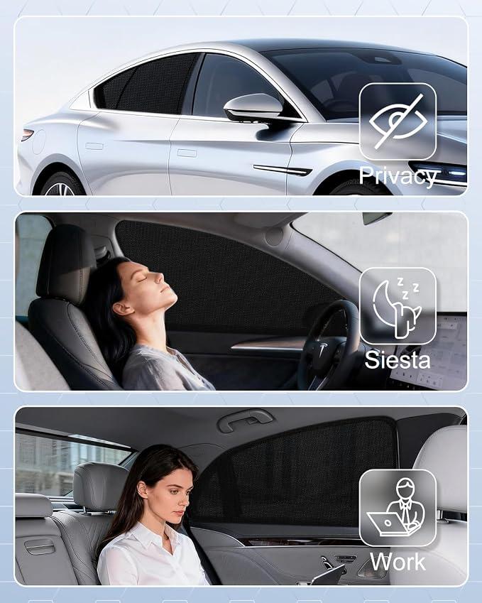 Car Window Shades(2 Pack)-Side Window Sun Shades, UV Protection Breathable Spandex Baby Window Covers, Universal Fit Most of Cars, Protect Privacy for Family-(27.2"x39.8"), Black - Image 4
