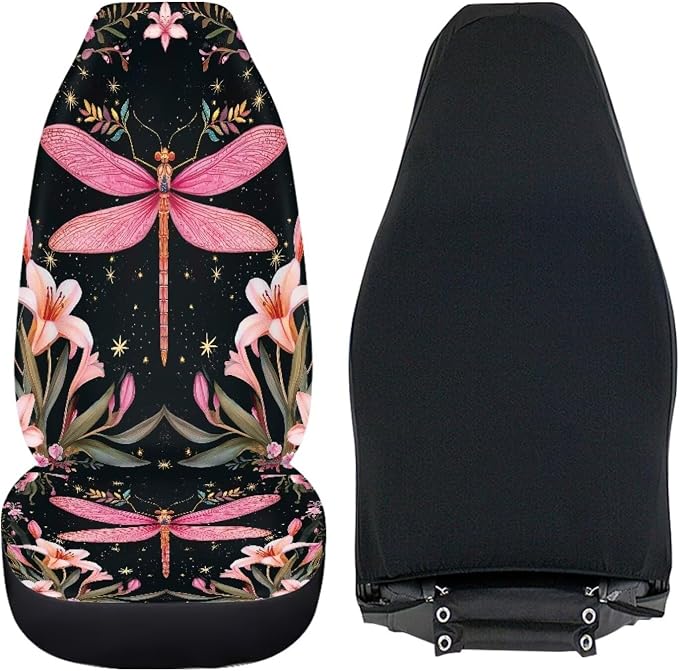 Dragonfly Floral Print Car Seat Covers Washable Seat Protector for Women Men Automotive Vehicle Seat Covers Car Interior Accessories for Cars, Sedans, Trucks, SUVs Universal - Image 6