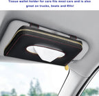 Car Tissue Holder, PU Leather Auto Sun Visor Tissue Case Napkin Holder with Zipper, Rectangular Mask Dispenser Hanging Paper Towel Organizer for Cars SUVs Trucks RVs (Black) - Image 5