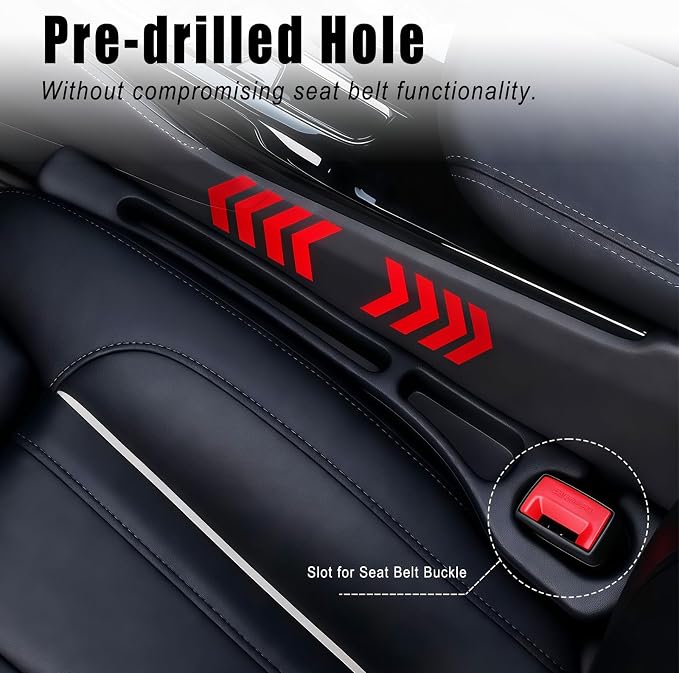 Car Seat Gap Filler Organizer 2 Pack, Anti-Drop Car Seat Gap Filler, Black | Seat Side Console Storage Pocket with Storage Slot, Universal Car Accessories Interior for SUV Truck Between Seat & Console - Image 4