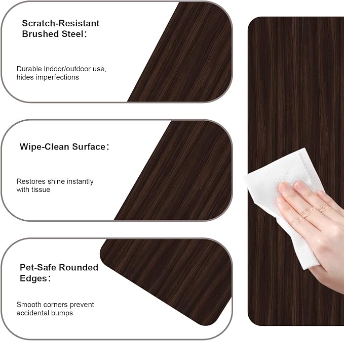 Dog Door Protector from Scratching, Steel Guard, Walnut Grain 8"x16" | Prevents Claw Marks & Scuffs, Smooth Rounded Corners, Self-Adhesive Install, Anti-Scratch Kick Plate, 2 Pcs - Image 5