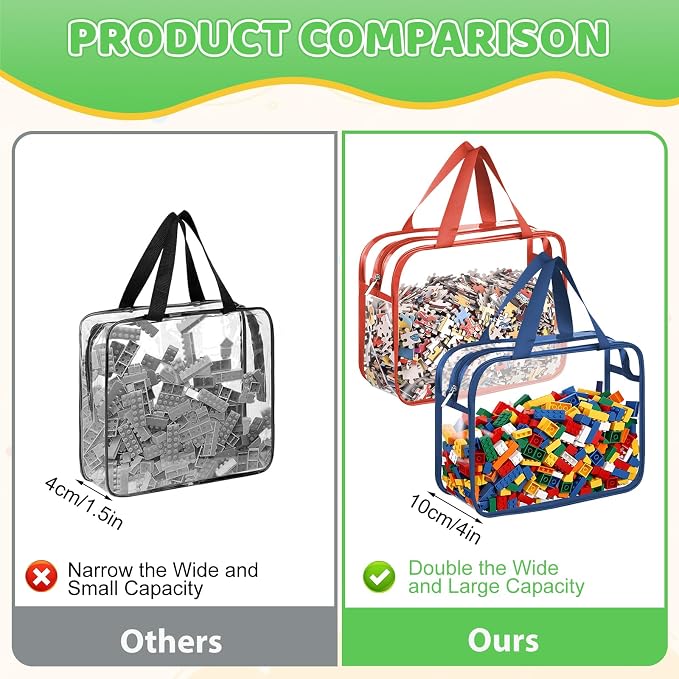 Toy Storage Bags 4 Pack, Clear PVC Toy Organizers, Colorful | Waterproof PVC, Large 30 x 10 x 22 CM Size, Label-Ready, For Toys, Books, Puzzles, Classroom and Travel - Image 8
