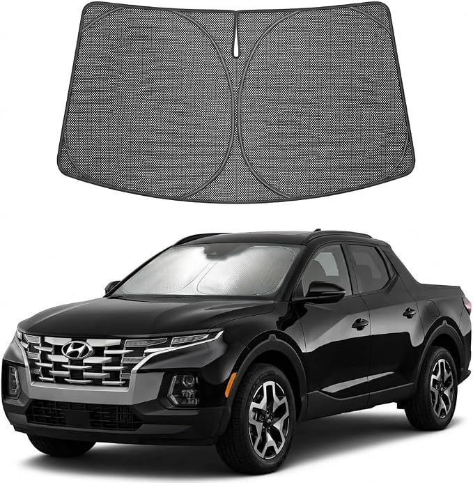 Proadsy Custom Fit 2022-2026 Hyundai Santa Cruz Car Windshield Sun Shade | Ice Crystal Micro-Refraction Blocks 99% UV, Drops Cabin Temp 54°F. Foldable Full Coverage for Summer Parking/Camping Privacy by Proadsy