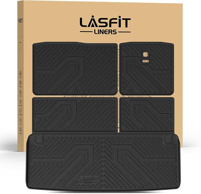 LASFIT Cargo Mats for Nissan Armada 2017-2024 / Infiniti QX80 2011-2024 | All Weather TPE Custom Fit Cargo Trunk Mat & Backrest Mats Accessories, Black by LASFIT