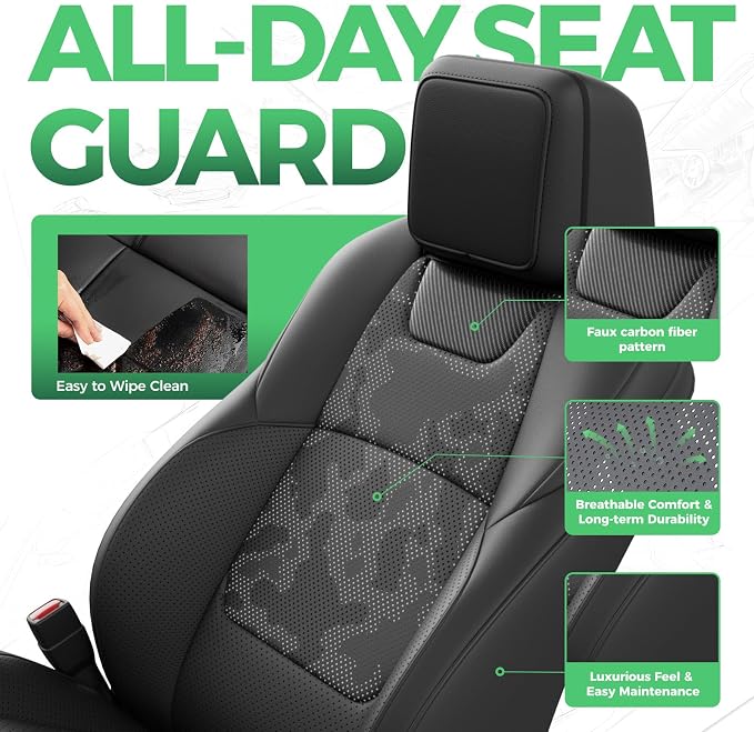 RIDEPOSH Custom Leather Seat Covers for Toyota Tacoma Double Cab 2024-2026 | full set, camo BK, OEM fit, premium waterproof leather, anti-slip, extra pockets, long-term durability, airbag compatible - Image 3