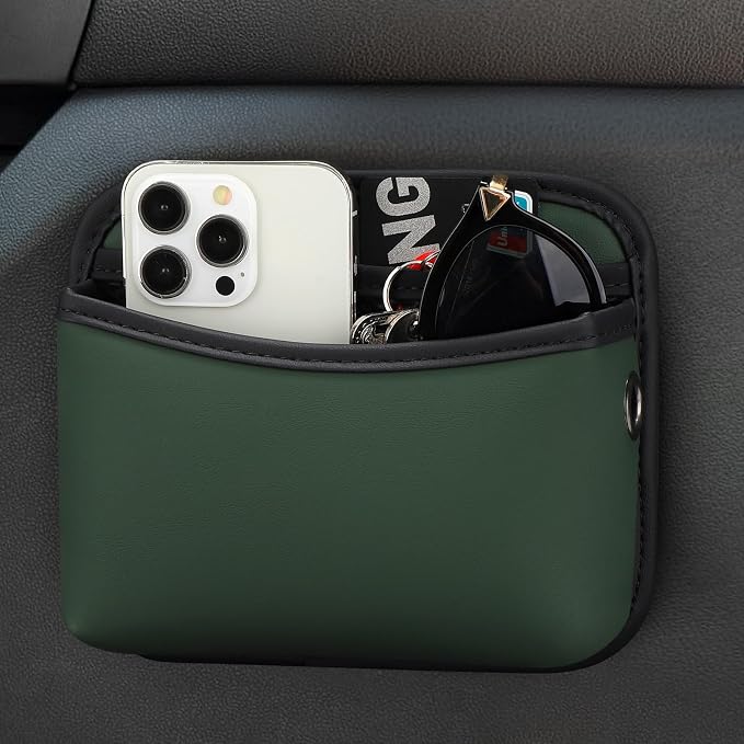 Accmor Universal Car Pocket Organizer - PU Leather Pouch for Seat, Door, Window, Console - Holder for Cards, Trash, Cell Phone, Sunglasses - Image 3