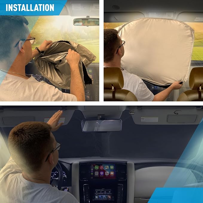 CLIM ART Windshield Sun Shade for Toyota Tundra 2007-2021, Custom-Fit Foldable Car Sunshade, Vehicle Sun Protector, Front Auto Windshield Cover, Car Accessories - WS5029 - Image 7