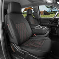 Silverado Seat Covers for 2014-2018 Chevy Silverado/GMC Sierra 1500/HD 2500/3500 CrewCab Pickup Seat Cover,Fully Covered,Waterproof Truck Leather Seat Protector(Full Set,Black/Red) by Coverdream