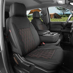 Silverado Seat Covers for 2014-2018 Chevy Silverado/GMC Sierra 1500/HD 2500/3500 CrewCab Pickup Seat Cover,Fully Covered,Waterproof Truck Leather Seat Protector(Full Set,Black/Red) by Coverdream
