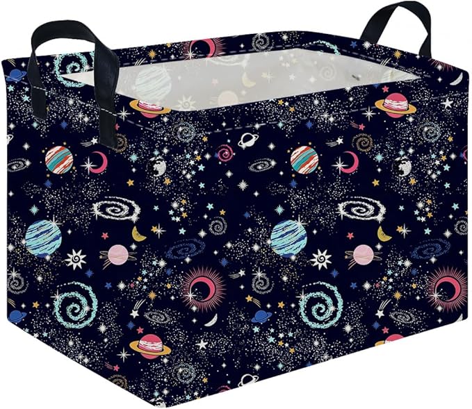 Rectangular Star baskets,Storage Basket,Waterproof foldable laundry basket for Kids,Cute Toys Storage Bin Organizer,Book bins,Starry Sky Galaxy Room Decor(Stars) by FXOCSHE