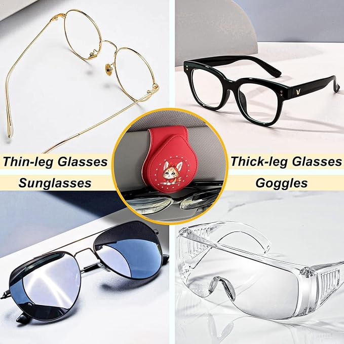 Sunglasses Holders Car Sun Visor for Anime, Magnetic Leather Glasses Eyeglass Hanger Clip for Car, Ticket Card Clip Eyeglasses Mount, Car Visor Accessories - Image 4