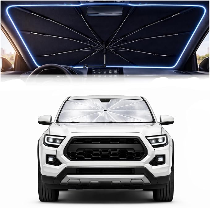 Car Windshield Sun Shade Umbrella for Toyota Tacoma 2016-2026 | 2026 Upgraded,Custom-Fit Umbrella Sunshade,Easy Install,UV Protection & Heat Reflective,Keep Interior Cooler with Storage Bag by Unknown