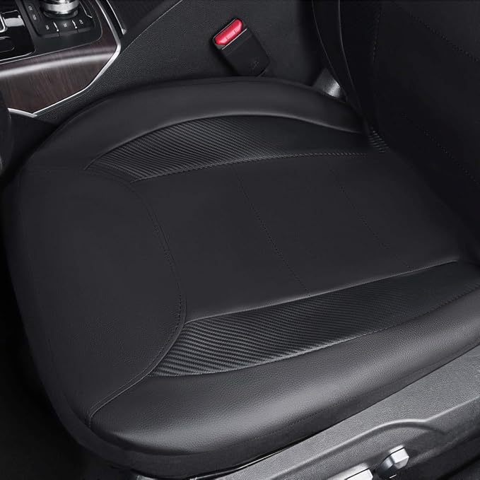 Flying Banner car seat Covers Protects Water Proof Faux Leather Carbon Fiber Front and Rear Bench (Black Black, Full Set - 9PCS) - Image 6