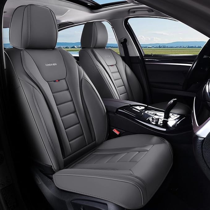 Coverado Car Seat Covers Full Set, Seat Covers for Cars, Front Seat Covers and Back Seat Cover Waterproof Leather Automotive Seat Cover, Universal Car Interior Protectors Cushion for Most Cars - Image 8