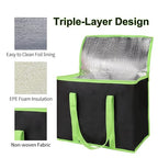 Bodaon 2-Pack Insulated Reusable Grocery Shopping Bags, X-Large Black-Green | Cooler Bag Top Cold/Warmer, Heavy Duty Insulated Pizza/Food Delivery Bag, For Commercial Catering Rideshare Driver, Picnic - Image 5