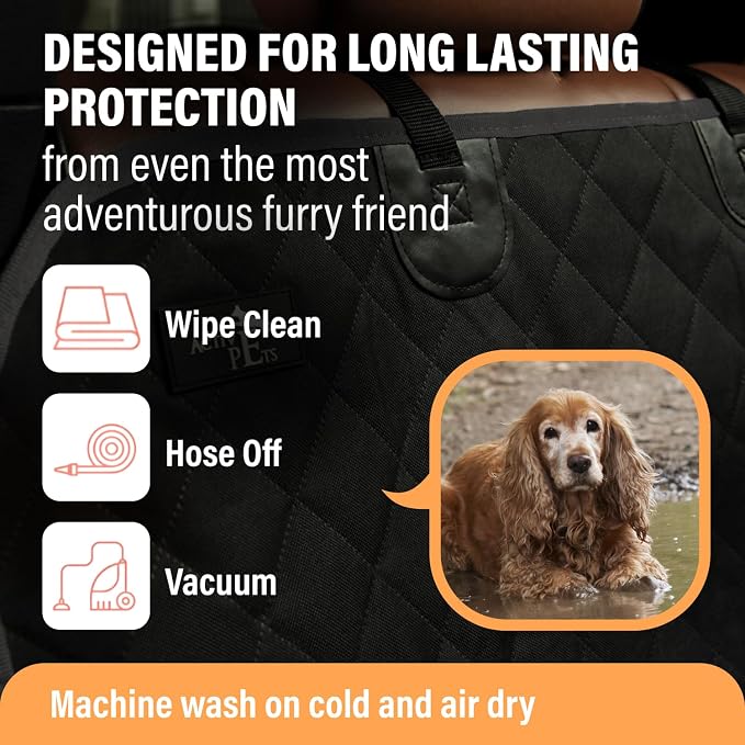 Orange XL Dog Car Hammock Back Seat Cover, Waterproof Backseat Cover Protector for Truck Bench Rear of Sedans or SUVs, Essential Pet Supplies Vacuum or Wipe Clean, Machine Washable - Image 6