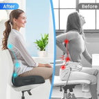CushZone Ergonomic Seat Cushion, Sciatica Support for Office Chair, Grey | Large Size for Sciatica & Hip & Tailbone Pain Relief, Memory Foam Office Chair Cushion for Car, Long Trip, Desk Chair, Lab - Image 5