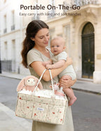 Quilted Floral Diaper Caddy Organizer, Nursery Storage Basket with Dividers | Waterproof Caddy with Sturdy Handles, Portable for Changing Table or Car, Newborn Essentials, Baby Shower Gifts - Image 4