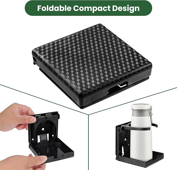2pcs Wall Cup Holder, Boat Cup Holder, Diamond Embossed Texture | Folding Cup Holder for Boat, 2.36"-3.94'' Adjustable RV Cup Holder Fits Most Sizes of Cups Mugs Bottles, ABS, Black - Image 7