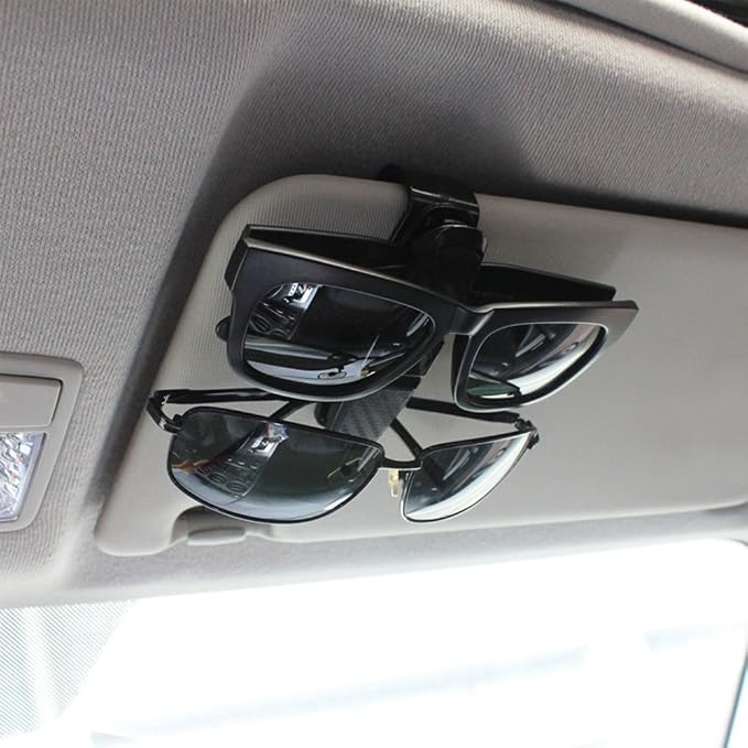 FineGood 2 Pack Glasses Holders for Car Sun Visor, Sunglasses Eyeglasses Mount with Ticket Card Clip - Black - Image 7