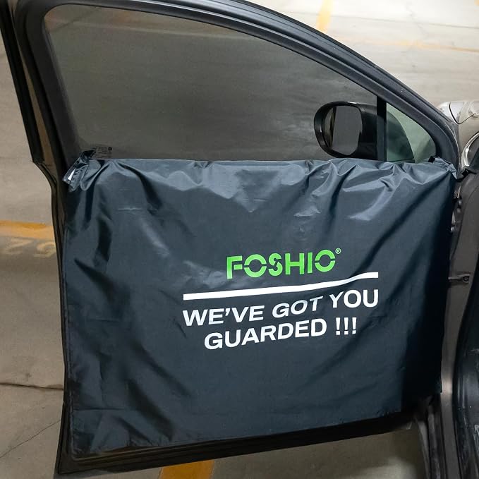 FOSHIO 2 Pack Car Door Panels Waterproof Cover Protection Window Tint Car Wrap Tools, Car Door Guard for Dogs, Black, 41" x 35" by FOSHIO