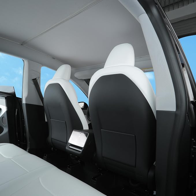 TOPABYTE Seat Back Kick Protector for Tesla Model Y Model 3 Model S Model X | Scratchproof Leather Backseat Mats for Kids & Pets Wear-Resistant Back Seat Cover with Extra Organizer Pocket 2 PCS - Black - Image 7