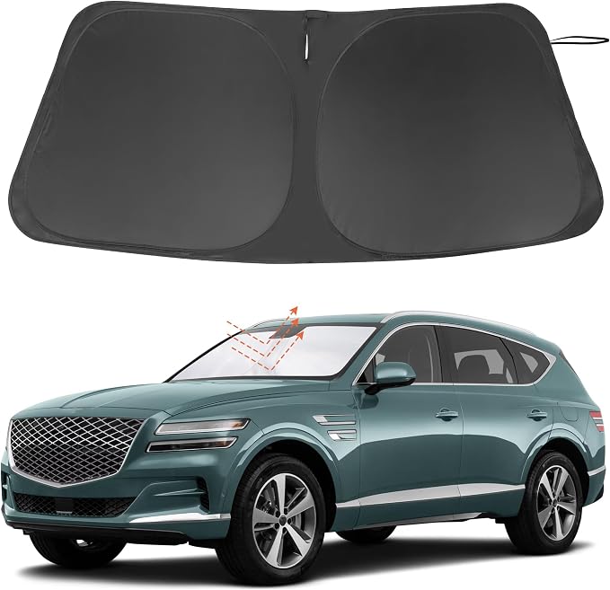 Windshield Sun Shade for 2021-2026 Genesis GV80 Accessories | Full covered for windshield, Foldable & Durable, Block UV Rays, Reduce Heat, Easy to install, Keep Car Cooler by LHFLIVE