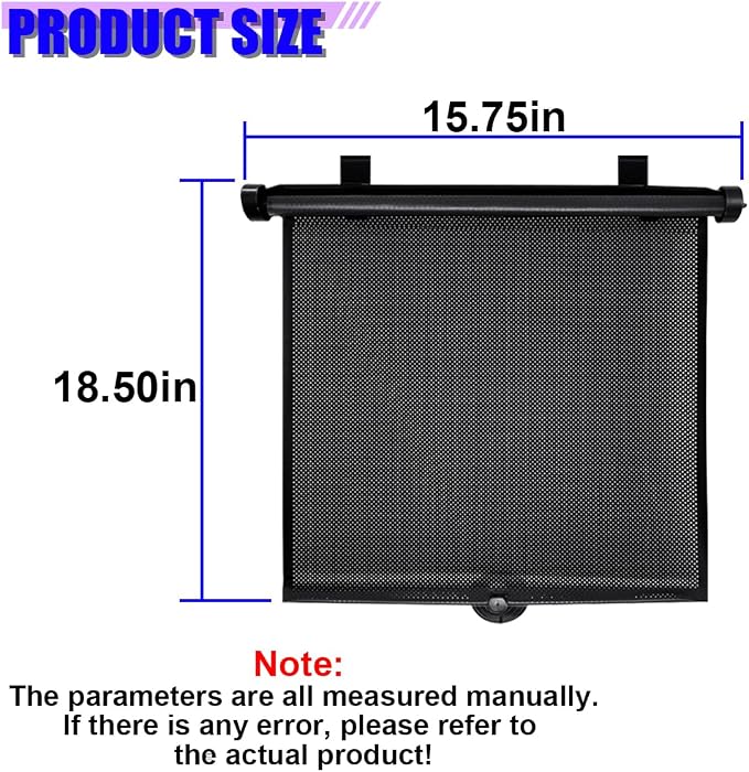 2PCS Car Windshield Sunshade for Baby, 18"×15" Retractable Car Window Sun Shade Protection Cover with Suction Cups, Auto Side Window Shades for Blocking Heat & UV Rays Glare (Black) - Image 2