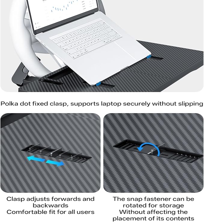 Carbon Fiber 3-in-1 Steering Wheel Tray Table & Car Seat Gap Filler Organizer & Centre Console Storage Box | Foldable Adjustable Car Desk/TableTray for Laptop, Eating & Work (【Foldable】 3-in-1) | Detachable Seat Gap Filler，0-30° Adjustable Angle，3-in-1... - Image 6