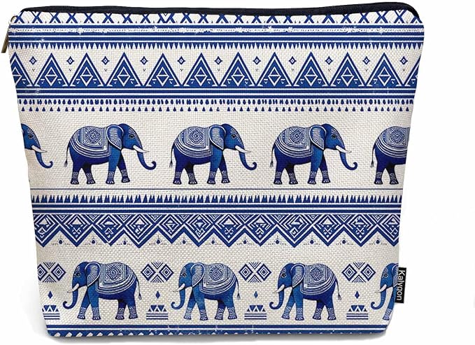 Elephant Cosmetic Bags For Women, Ethnic Geometric Elephant Roomy Makeup Bag Toiletry Bag Accessories Organizer Storage Bags Makeup Pouch For Travel Business Gym Camping Bathroom, Blue by Unknown