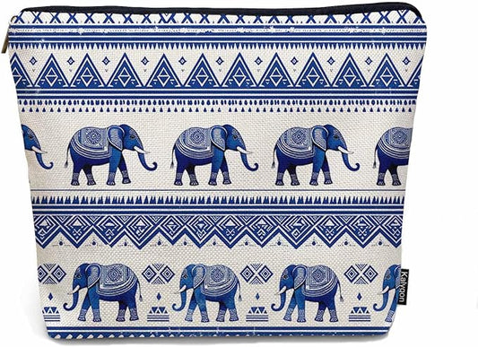 Elephant Cosmetic Bags For Women, Ethnic Geometric Elephant Roomy Makeup Bag Toiletry Bag Accessories Organizer Storage Bags Makeup Pouch For Travel Business Gym Camping Bathroom, Blue by Unknown