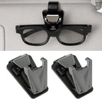 Sunglass Holder for Car, One-Handed Operation Auto Clamping Glasses Clip with Metal Clamp and Soft Scratch Resistant Sponge Pad for Sun Visor, Universal Car Visor Accessories (Gray, 2 Pack) by Unknown