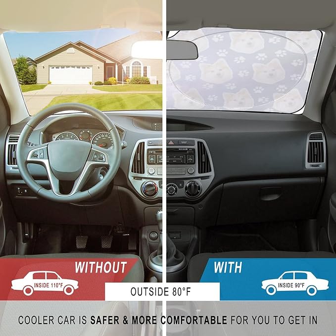 Custom Car Windshield Sunshade, 59''x28.5'' Personalized Sun Visor with Photo Text, Foldable Durable Shade Storage Pouch for Sedans SUV Trucks - Image 3