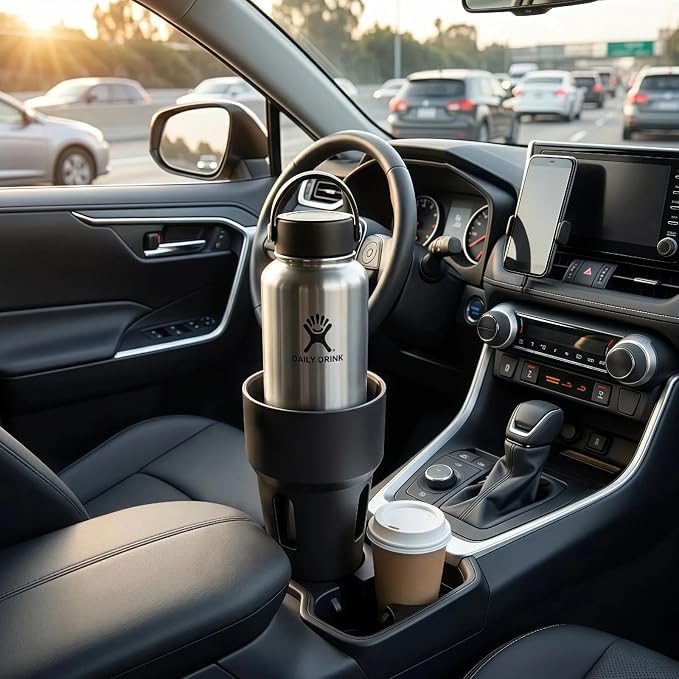 Car Cup Holder Expander Adapter for Large Bottles, Compatible with Stanley 40oz Tumbler with Handle, Yeti Rambler 36oz/46oz, Hydro Flasks - Adjustable Base Fits Most Vehicles, SUVs, Trucks & RVs - Image 5