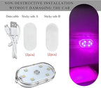 Wevdn 2 PCS Car LED Lights Interior Wireless, Sticky Car Ambient Lighting with 6 Bright LED Lamp Beads, Portable USB Rechargeable Vehicle Interior Led Night Light for Car (Pink) - Image 3