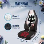 GENANY Horror Black Cat Car Seat Covers, 2-Piece Front Seat Set | 2-piece polyester front seat cover set, each 49.5 x 19.6 inches, with adjustable straps and hooks - Image 5