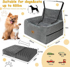 Dog Car Seat for Medium/Large Dog Booster Seat Under 60 lbs or 2 Small Dogs, Multi-Functional Pet Car Seat with Thick Cushion, 2 Safety Leashes (Gray) - Image 2