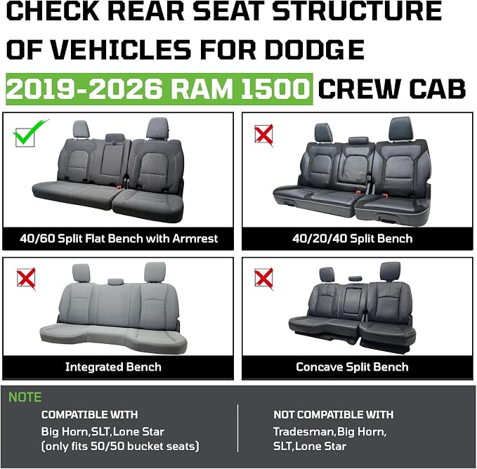 Car Seat Covers Custom Fit for Dodge 2019-2026 Ram 1500 Crew Cab,Red | Custom Fit Faux Leather Full Set, Compatible with 5th Gen Ram 1500 Big Horn/Lone Star/Rebel/Sport, Waterproof, Easy to Clean - Image 8